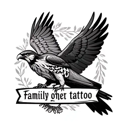Falcon Bird And Family Text Under