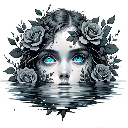 Wold With Blue Eyes Surrounded By Nature Water Time Roses Some Red