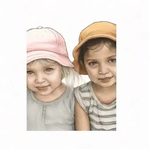 Two Little Girls Wearing Hats