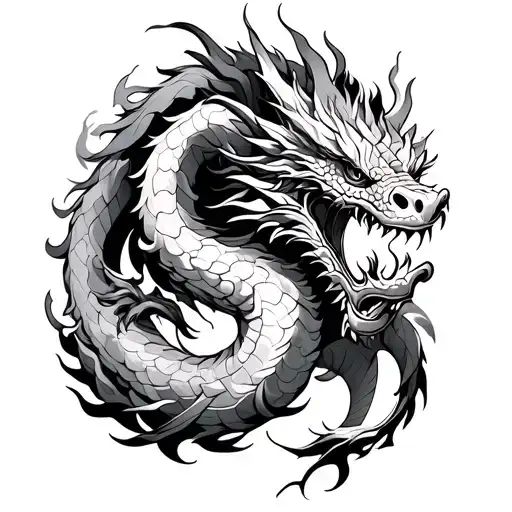 Sketch Tattoo Japanese Dragon Around A Hand For A Man