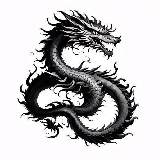 Sketch Tattoo Japanese Dragon Around A Hand For A Man