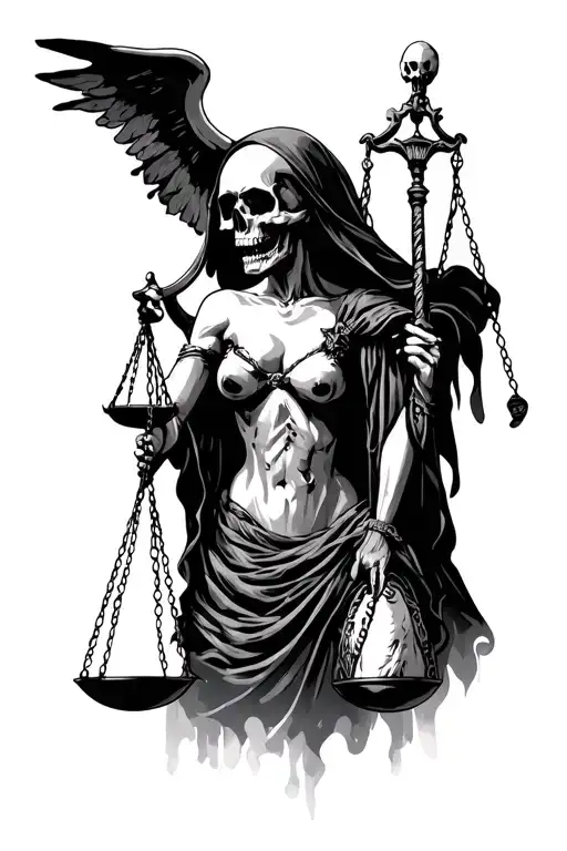 Lady Justice Grim Reaper Skull Time