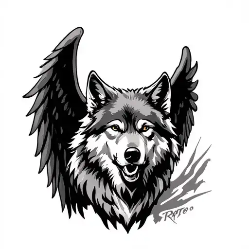Cowboy Wolf Angel Gravestone