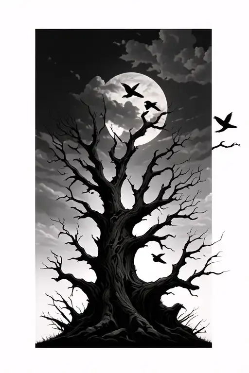 Dead Tree With Birds