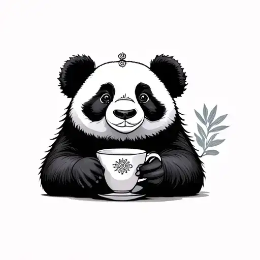 Panda With Tea Cup Hold