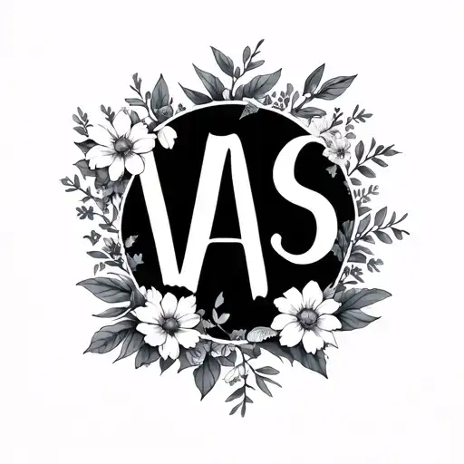 The Letters Vas In A Circle With Cool Font And Flowers