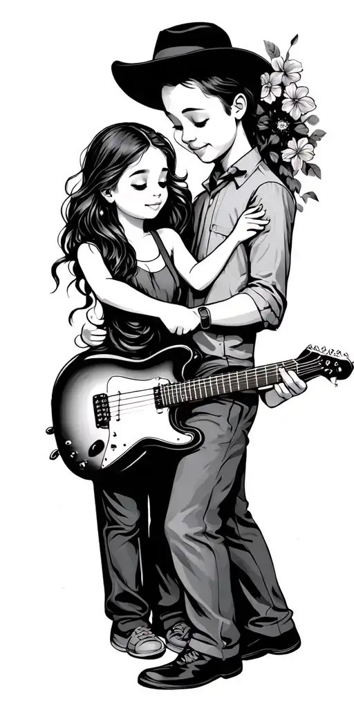 Dad Daughter Dancing Guitar Music Flowers