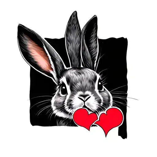 Rabbit Head Love Heart