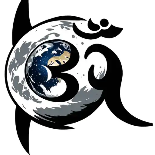 Om Sign In Earth With Moon