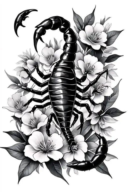 Scorpion And Flowers