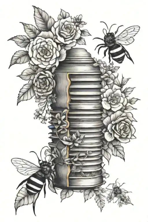 Rib Cage Flowers And Bee Hive