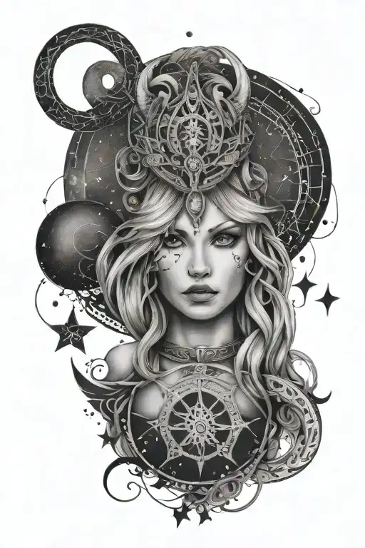 Femme Viking Et Constellation Du Cancer