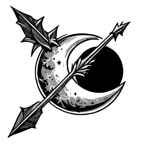 Arrow With Crescent Moon Surrounded