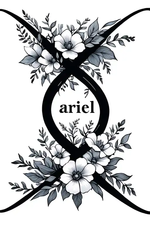 The Name Ariel And Flowers Growing Around An Infinity Symbol