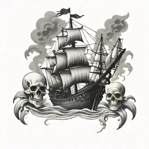 Pirate Ship And Skulls