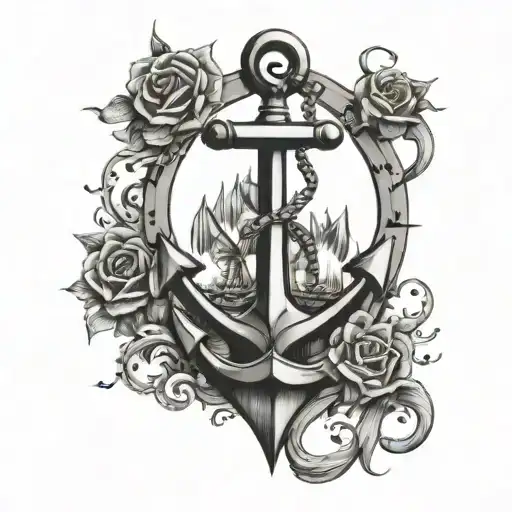 Lena And Anchor Combined With Outline