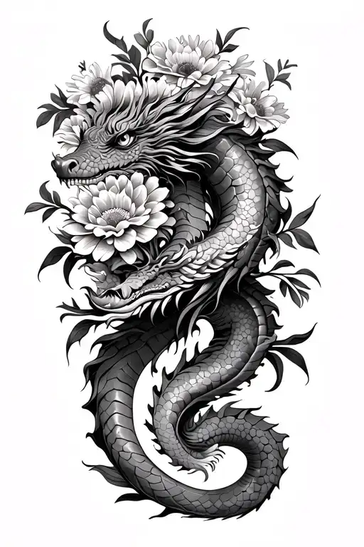 Long Dragon Wrapped Around Marigolds And Cosmo Bouquet