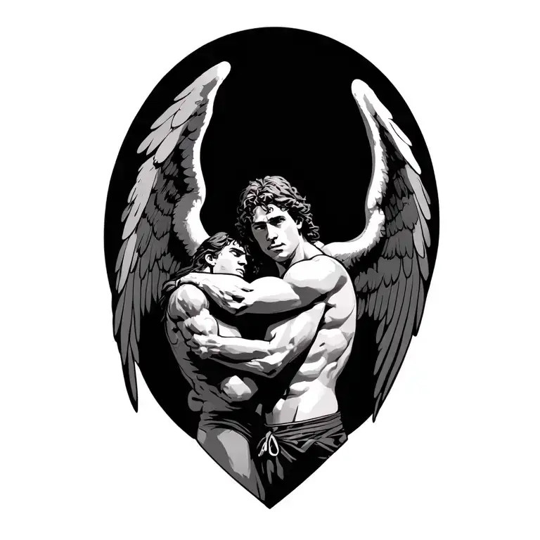 Jacob Wrestling Angel Holding