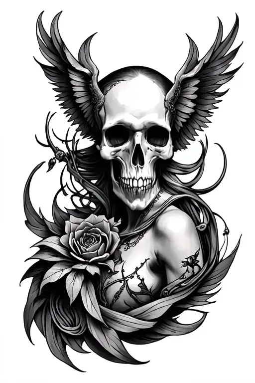 Gothic Tattoo Featuring Fantasy Elements