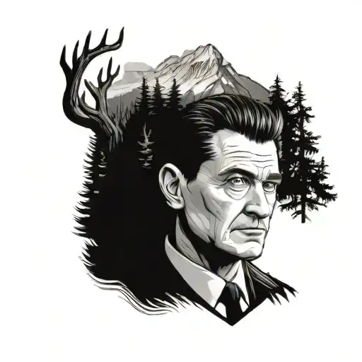 A Portrait Of A Mysterious Character From Twin Peaks Surrounded By A Forest Backdrop