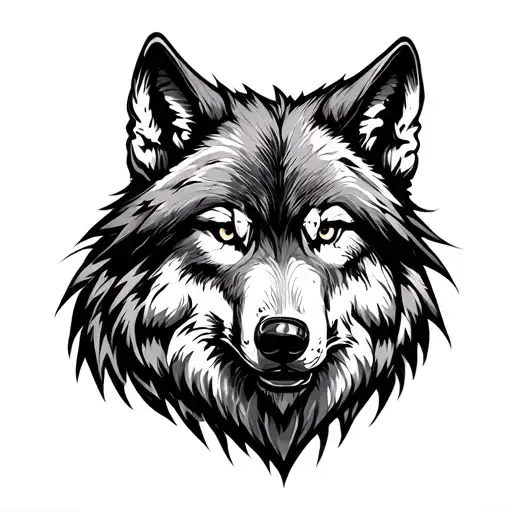 Wolf Head In A Scratchy Line Work