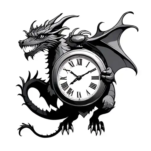 Dragon Holding A Clock
