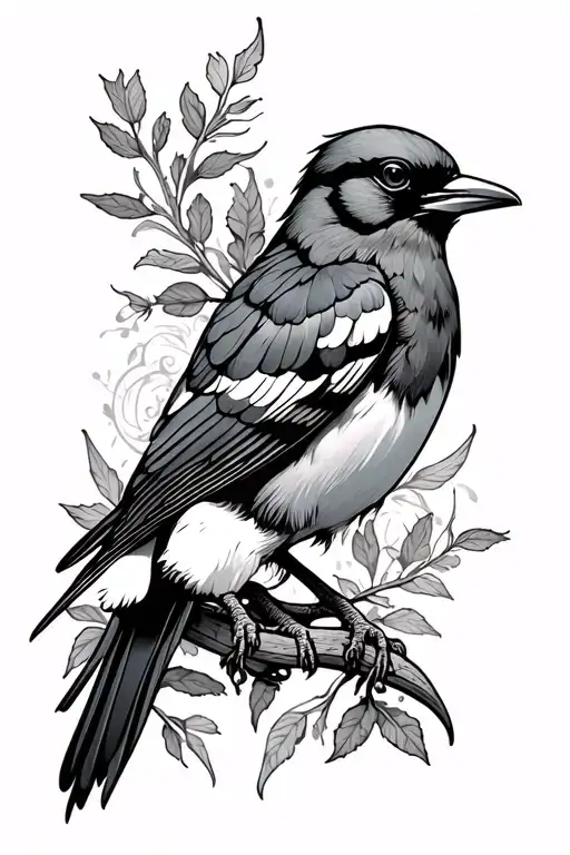 Magpie With Skull
