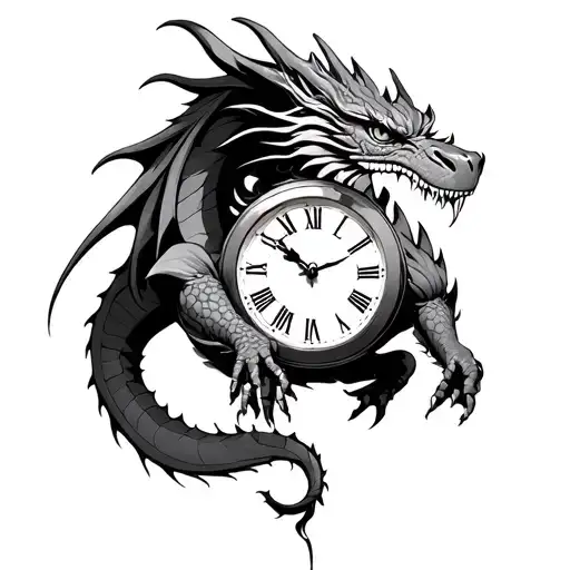 Dragon Holding A Clock