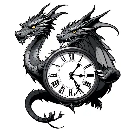 Dragon Holding A Clock