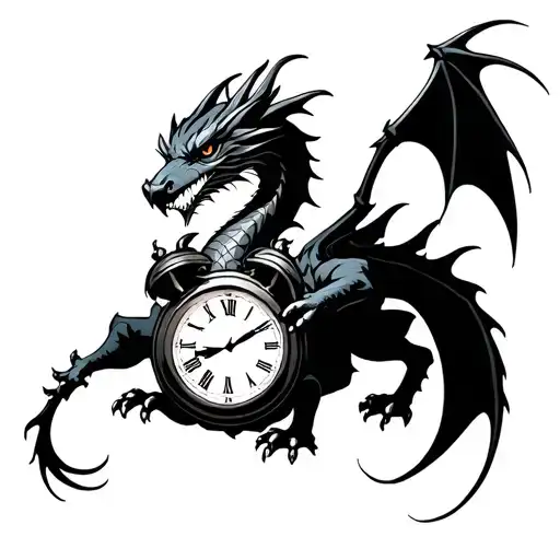 Dragon Holding A Clock