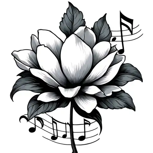 Magnolia Flower And Music Note