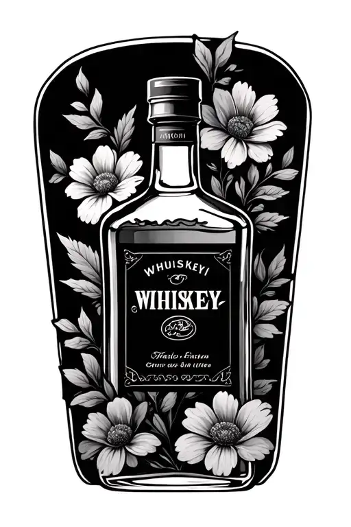 Whiskey Bottle With Flowers