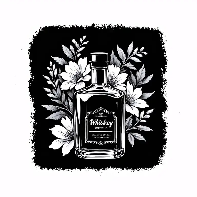 Whiskey Bottle With Flowers