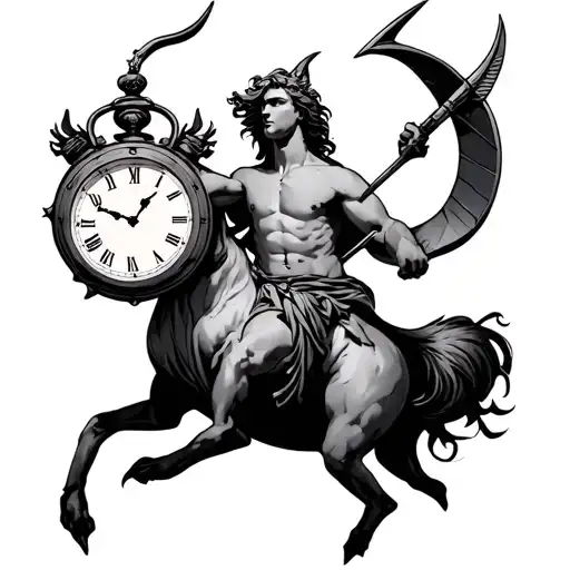 Sagittarius Holding A Clock