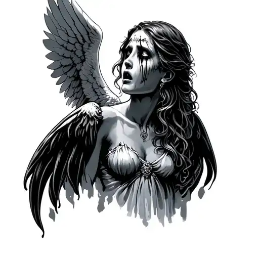 Crying Angel Woman Grave Yard