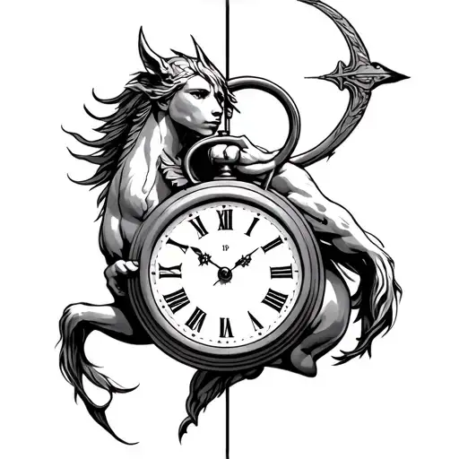 Sagittarius Holding A Clock