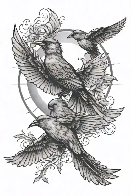 Birds And Sun Rays Shining