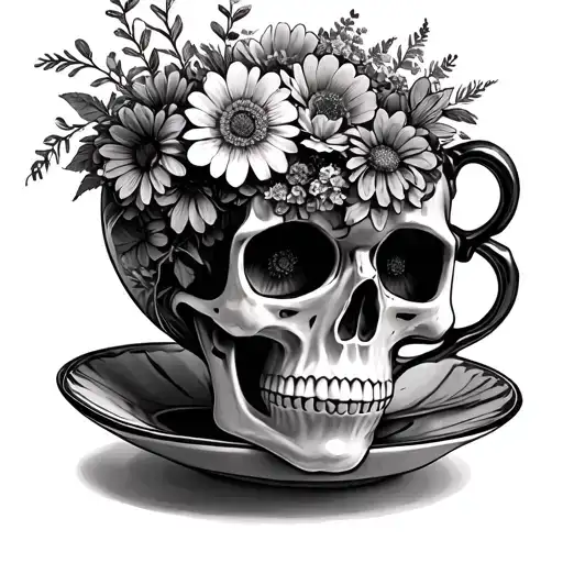 Teacup Shaped Like A Skull Filled With Wildflowers Delicate And Girly