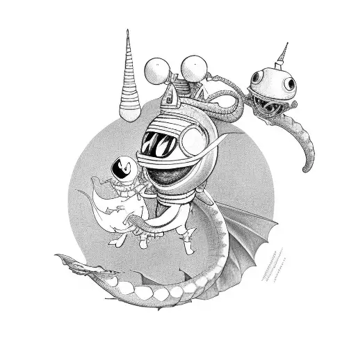 Marvin The Martian Riding A Dragon