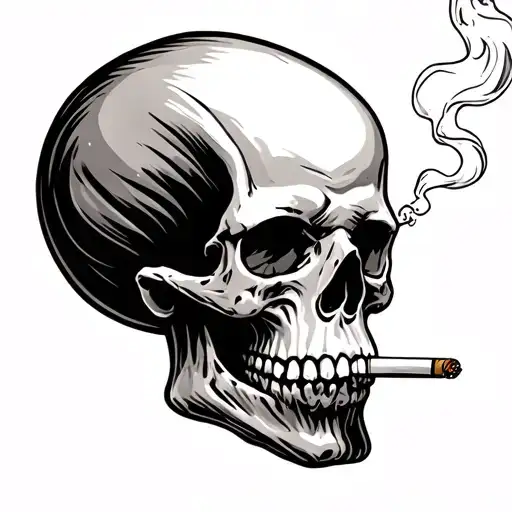Skull Smoking Cigarette Out Its Mouth
