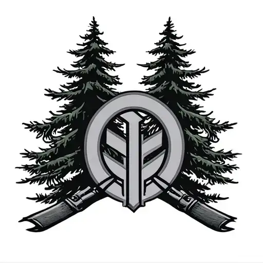 Pine Trees With Special Forces Symbol Intertwined