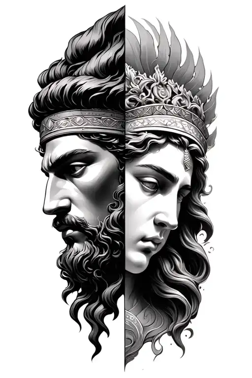 Poseidon And Athena Face Merging