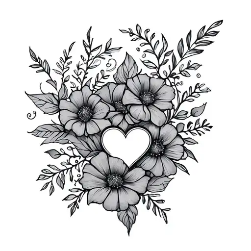 Floral Leg With Heart In The Middle