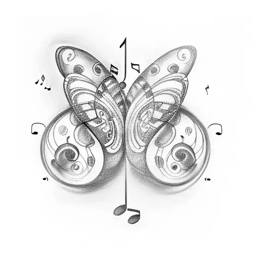 Butterflies With Music Notes