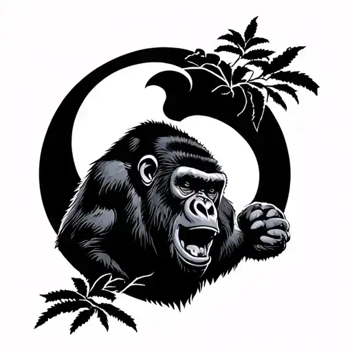 Gorilla With Moon Rising