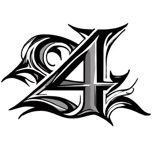 Roman Numeral 4 Tribal Design