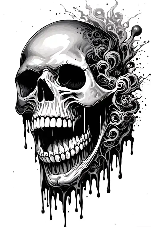 Skull Face Melting With Soul Being Sucked Out