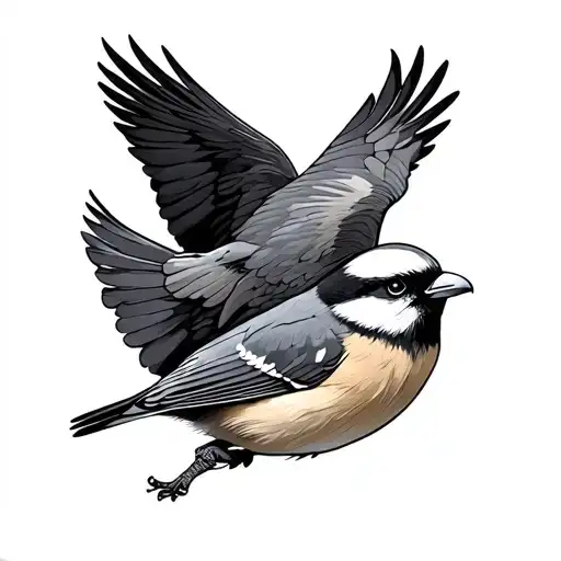 Chickadee And Eagle And Sparrow In Flight