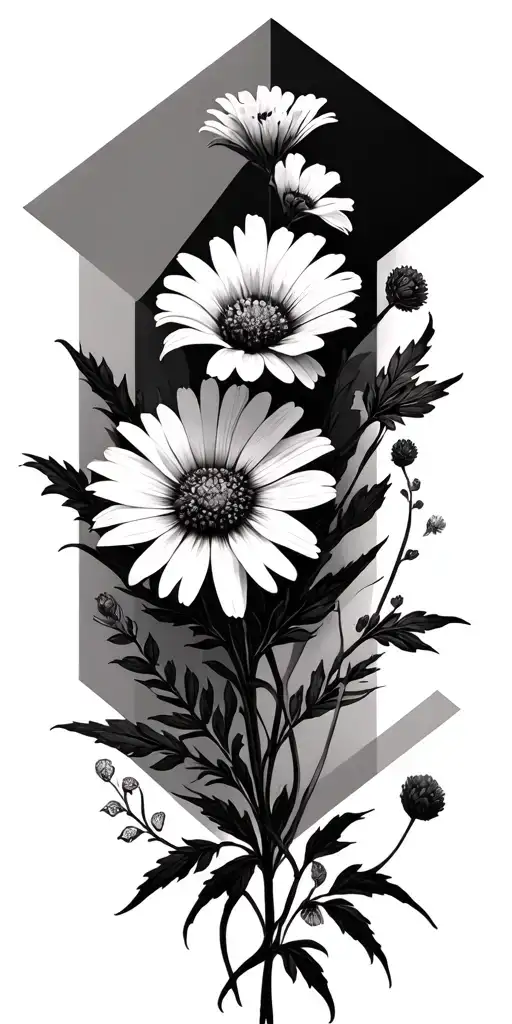 Wildflowers With Geometric Back Ground