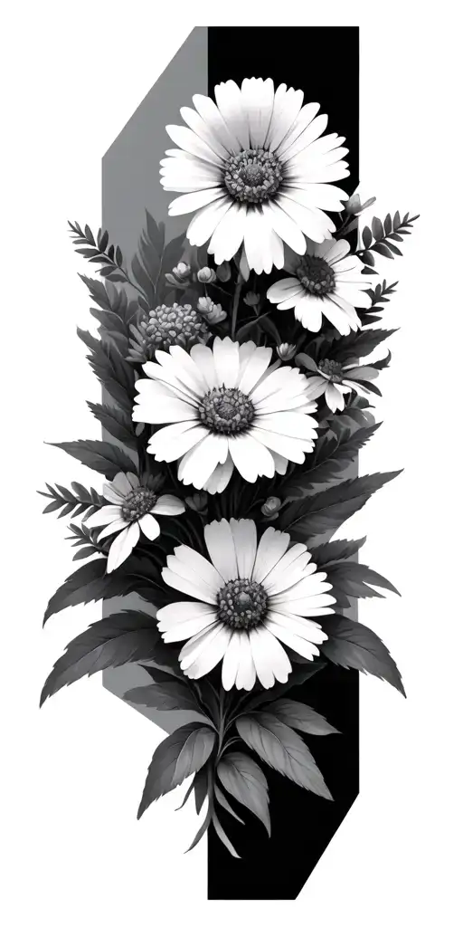 Wildflowers On A Geometric Back Ground